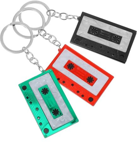 PRETYZOOM 3stücke Acryl Schlüsselanhänger Im Retro Kassettenstil Jahre Für Handtasche Rucksack Geldbörse Mit Geometrischem Design Als Modisches Accessoire Für Frauen Teenager Mädchen