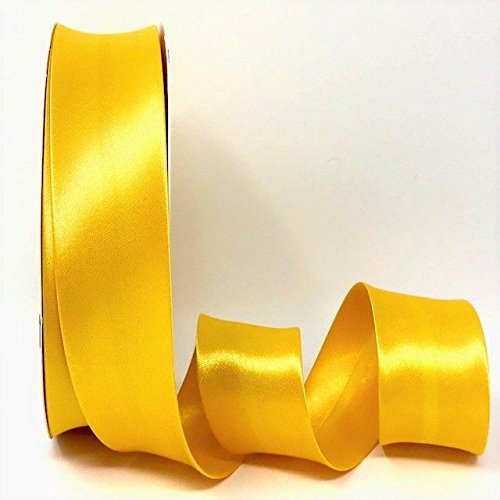 Ribbon Queen Duchess Satin-Schrägband zum Nähen, Nähen, Nähen, Paspeln, Säumen, Quilten, Patchen, Outfits und Basteln, 30 mm, Profi-Qualität, Gelb, 5 m x 30 mm