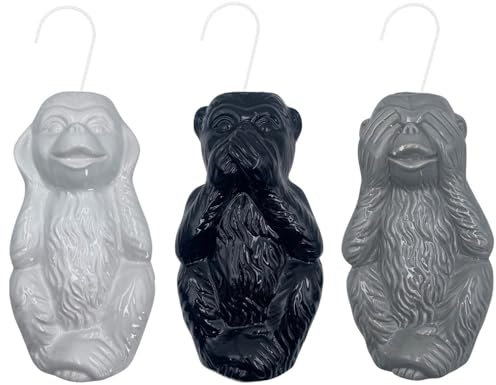 PALUPLUS - Set di 3 Evaporatori d'Acqua per Termosifoni, Ceramica 9x3,5x13 cm, Umidificatore con Gancio a S, Design Scimmia, Colore Assortito -6040F