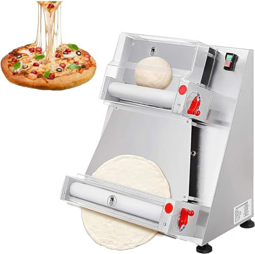 XCSCUK Commercial Pizza Roller Sheeter, 370W Electric Automatic Dough Sheeter Machine,for Noodle Pizza Bread (15inchpizza)