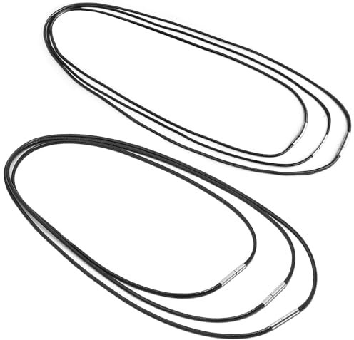 6 Stück Lederband Für Ketten Set, Lederkette Damen, Lederhalsband Männer, Lederkette Mit Verschluss, Lederband Kette, Qualität Lederhalskette,Schwarz Halskette Leder,Langlebiges Geflochten Leder Kette