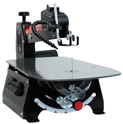 BUCKTOOL 457mm Dekupiersäge, 120W elektrische Laubsäge mit 550-1600 U/min | 127mm Stiftsägeblätter, 130-133mm stiftlose Sägeblätter und rotierender Sägearm für Holzarbeiten und Präzisionsschnitte