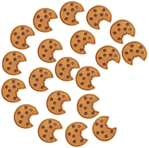 TUTINGKE 20Pcs Aufnäher Zum Aufbügeln Cookies Kekse Bestickt Stoffaufkleber Keksaufnäher Patch Gesticktes Etikett Gebügeltes Gesticktes Abzeichen Borten und Ornamente DIY Keks-Stickerei
