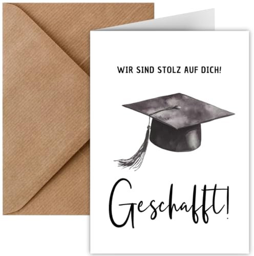 Karte zum Abschluss – Abitur, Bachelor, Master, Prüfung, Promotion, Doktor | Glückwunschkarte Abitur inkl. Briefumschlag, Geschenk zur bestandenen Prüfung Baby (Klappkarte Abschluss)