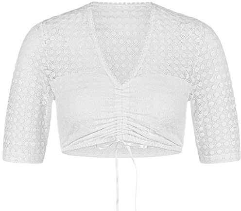 Nina von C. Spitzen Dirndlbluse Karin V-Ausschnitt 16463358 | Weiß (DE/NL/SE/PL, Numerisch, 34, Regular, Regular, Weiß)
