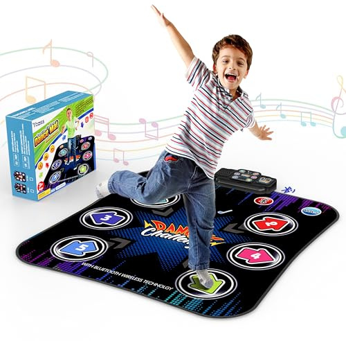 YOZISS Tanzmatte Kinder ab 3-12 Jahren,Musikmatte mit 5 Spielstufen,Musik & Bluetooth,Kinderspielzeug Turnmatte Kindergeschenk Mädchen Jungen