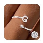 Maynor A-Z Buchstaben Ring Silber 925 Damen Cubic Zirkonia Wasserfeste Ringe – Verstellbare Rings von Größe 50 bis 60 Daumenring Fingerring Initialen Schmuck