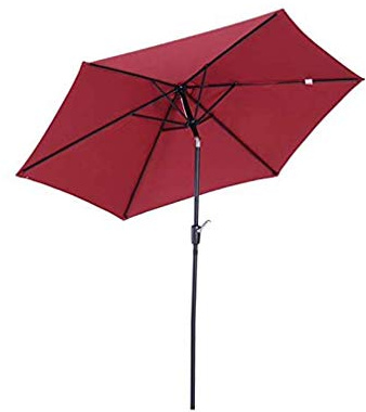 250 cm freitragender Sonnenschirm zum Aufhängen, Gartenschirm mit Kurbelgriff für Außenbereich, Garten und Terrasse, UV-Schutz LSF 40+, Kurbel zum Öffnen und Schließen, Rot