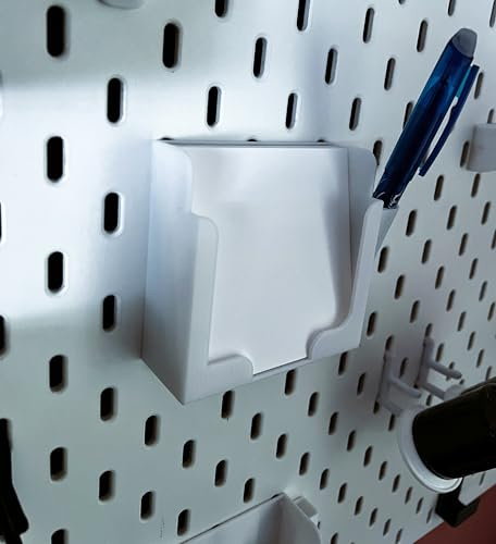 JL House Notizzettelkasten mit Stifthalter für IKEA SKÅDIS Lochwand – 76x76×30 mm – Weiß – Organizer für Büro, Küche & Werkstatt – Zubehör & Halterung – Made in Germany
