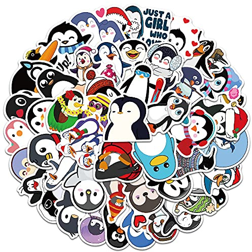 TMZELOA 50 Stück Kleintieraufkleber, Pinguin Stickers Aufkleber, Pinguin verschiedene süße Aktionen Thema Aufkleber, DIY Dekorations Aufklebers für Laptop, Fahrrad