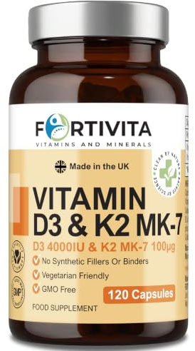 Vitamin D3 4000 IU & K2 MK-7 100mcg High Strength 120 Capsules | Microencapsulated Vitamin D3 for enhanced stability, oxidation protection and consistent potency.