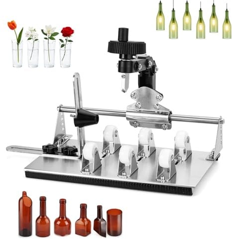 Fukaisu Upgraded Glass Bottle Cutter Kit, Stainless Steel Cutting Wine Bottle Cutter Tool Professional DIY Craft Set for Round & Square Bottles