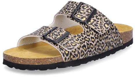 Mids MOMO Damen Pantolette aus Velourleder – Zweiriemer, Weichfußbett aus Rauleder, Korkrahmen, verstellbare Schnallen, leichte Eva-Sohle – Made in Spain