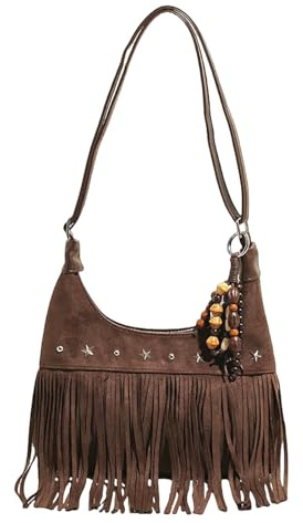 Gyios Borse Donna Borsa A Tracolla con Frange Vintage alla Moda Mezzaluna da Lavoro per Shopping Viaggio-caffè