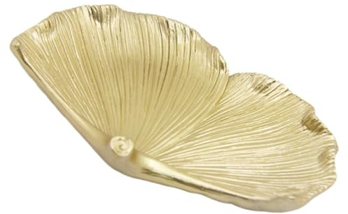 HAPINARY Vassoio Portaoggetti Vassoio per Gioielli in Resina Oro Forma di Foglia Elegante e Creativo, per Decorazione e Organizzazione Desktop