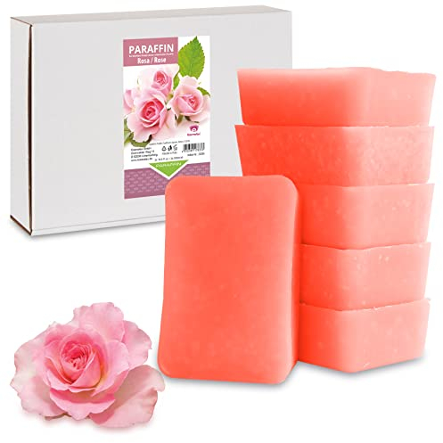 Kosmetex Paraffinbad Rose Rosa – Paraffin-Wärmebad für Hände + Füße – Paraffinwachs – Paraffin-Block für Wachserwärmer – Wachsbad (6x 500ml)