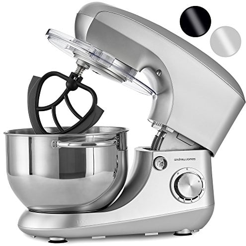 Andrew James Stand Mixer for Baking Food Mixer | 1300W Max | Large 5.5 Litre Bowl 6 Speed Pulse Mode | Kitchen Cake Mixers | Flexi-Beater Dough Hook Balloon Whisk Removable Splash Guard