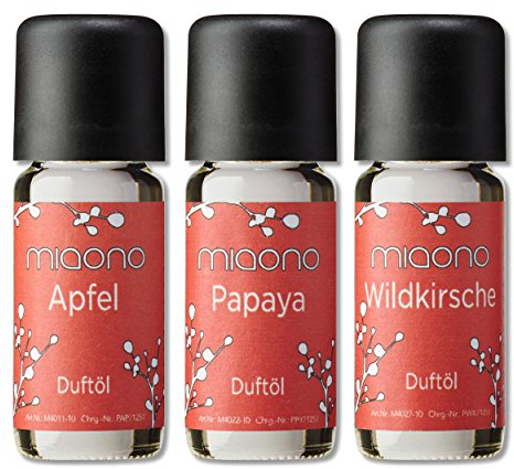 Duftöle von miaono - Wunderbare Welt der Düfte - Aromaöle für himmlichen Raumduft (Apfel-Kirsche-Papaya, 3er Set 3x10ml)