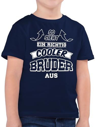 Kinder T-Shirt Jungen - So Sieht EIN richtig Cooler Bruder aus Pfeile - 140 (9/11 Jahre) - Dunkelblau - Geschenke für große brüder Brother Tshirt Geschenk Weihnachten bro Shirt den Junge