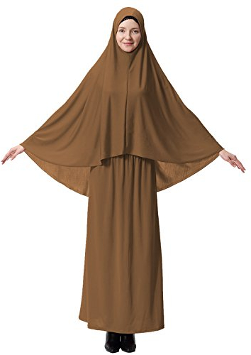 GladThink Damen Muslim Lange Stil Hijab Mit Rock Kamel L
