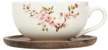 Easy Life Confezione da 25 cl in Porcellana + piattino Acacia Sakura, Multicolore