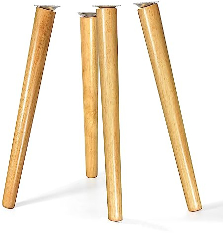 Sopicoz Table Legs 16 inch Wood Furniture Legs for Coffee Table End Table Mid-Century Modern DIY Furniture Tapered Natural Threaded M8 Hanger Bolts Pack of 4