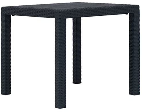 vidaXL Gartentisch Anthrazit Kunststoff Rattan-Optik Balkontisch Terassentisch