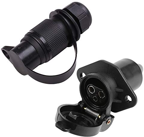 AOHEWEI 3 Broches Prise de Remorque et Fiche Attelage pour Camion Connecteurs 12V 3 Voies Mâle et Femelle pour Remorque Caravane Semi et Autre Véhicule Commercial