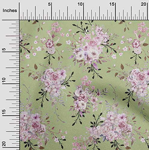 oneOone Baumwolle Batist Stoff Aquarell Blatter und Blumen Blumen - Kleiden Material Gewebedruck Meterware 56 Zoll Breit