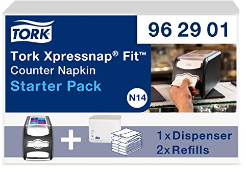 Tork Xpressnap Fit Counter Serviettenspender Starter Pack - 962901 - N14 + Servietten-Nachfüllpacks (2 x 120 Blatt)