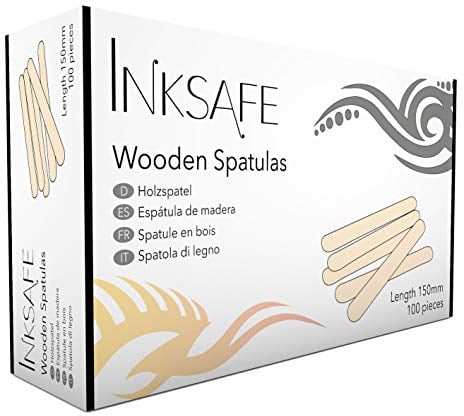 Inksafe Pack of 100 Wooden Waxing Spatulas Wax Applicator Sticks/Tongue Depressors for Hair Removal, Tattoo