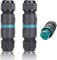 Kabelverbinder Wasserdicht IP68 2er-Pack Ø4mm-Ø12mm TÜV-Zertifizierung Verbindungsmuffe mit Klemme Außen 3-polig für Garten | Outdoor | Boden 2 Wege Wasserdichte Abzweigdose, Schwarz