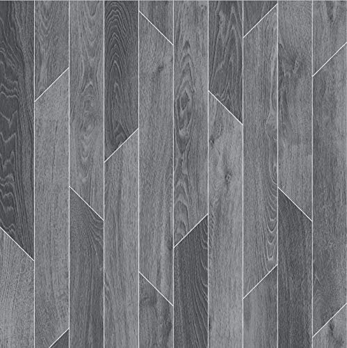 247Floors Forli Modern Wood Plank Effect Vinyl Flooring 2.3mm Realistic Foam Backed Slip Resistant Lino (5.5m x 2m / 18ft 0 x 6ft 6, Mid Grey Modern Plank)
