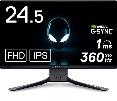 Alienware AW2521H 24.5 Full HD (1920x1080) Écran PC Gaming, 360Hz, Fast IPS, 1ms, NVIDIA G-SYNC, 99% sRGB, HDR 10, DisplayPort, 2x HDMI, 5x USB, Garantie 3 ans