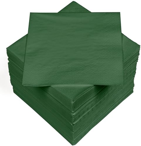 HEKU 100 einfarbige Servietten, 3-lagig, 33x33cm I Einheitliche Qualität für Veranstaltungen & Gastronomie I Praktische 5er-Packung I Hoch saugfähig und stilvoll, dunkelgrün