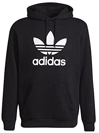 Adidas Trefoil Hoody Sweatshirt, Mens, Black/White, M