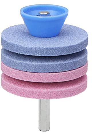 Rasenmäher Messerschärfer Bohreraufsatz Stumpfes Rasenmähermesser Schärfmesser Gartenwerkzeug Schleifen Rotary Bohrer Cutter-Blau n Pink