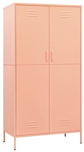 vidaXL Kleiderschrank Garderobenschrank Dielenschrank Schlafzimmerschrank Stahlschrank Lagerschrank Mehrzweckschrank Schrank Rosa 90x50x180cm Stahl