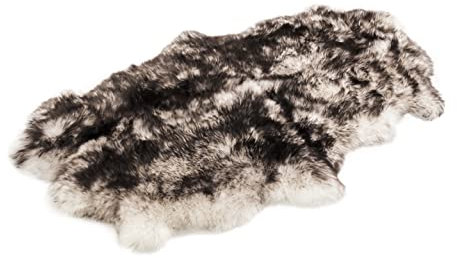 Cakla Lammfell Echt 200-190 cm x 110-120 cm - Schaffell Echt aus Zwei Lederseiten Genäht - Fellteppich Schwarz - Deko Fell für Stühle und Sofa - Natürliche Lammfell Teppich Wohnzimmer