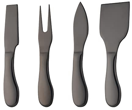 Buyer Star Käsemesser 4er Set, Schwarze Käsegabel, Käsespatel, Käsemesser, Edelstahl Käsehobel/Käsehobel