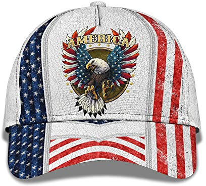 456 Freizeit Basecap Amerika Patriotischer Weißkopfseeadler Fliegender Hut 3D-Druck Baseball Mütze Sport Basecap Retro Schirmmütze Basecap Für Reisen Running Tennis