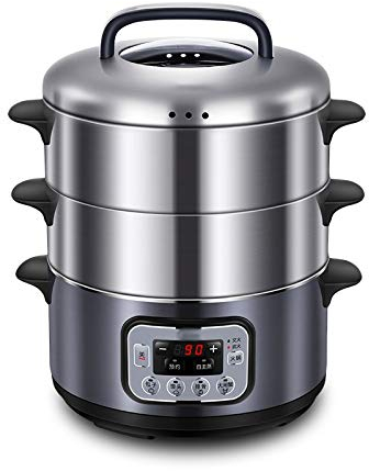 REJOON Elektrischer Dampfgarer Haushalt Fischtopf Stahl Edelstahl Dreischichtiger elektrischer Dampfgarer Multikocher