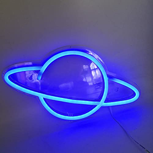 Planet blau Neonlicht LED Neon Schild USB Licht Lampe Reklame Leuchte Kunst Bar Party Wand Dekoration Weihnachten Nachtlicht Gaming Setup Streamer Hintergrund Beleuchtung dekorative Wandleuchte