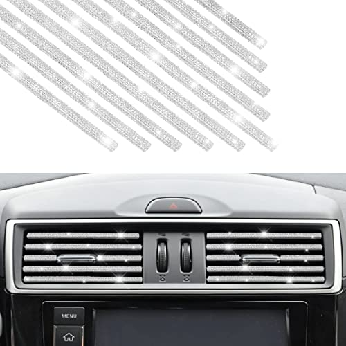 CGEAMDY 10Stk Bling Zierstreifen für Auto-Klimaanlage, Auto-Klimaanlage Verkleidung, Auto-Innenraum-Zubehör Diamante für die meisten geraden Luftauslässe (Silber1)