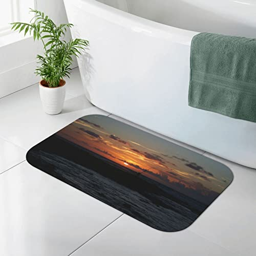 Ocean Cliff Sonnenuntergang Bedruckte Badezimmerteppiche Badematte rutschfest Gummi Badezimmermatte saugfähig Badteppich für Badewanne Waschbecken Teppich