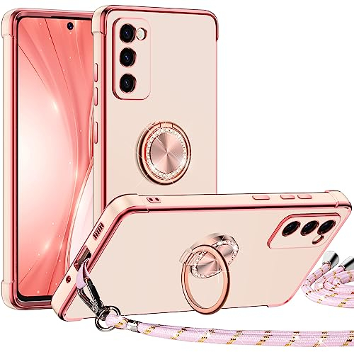 Silverback für Samsung Galaxy S20 FE 5G Hülle mit Band, [Miss Arts] Ring Ständer Handyhülle Handykette Frauen Mädchen Dünn Stoßfeste Schutzhülle für Samsung Galaxy S20 FE 5G Case Rosa
