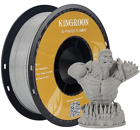 kingroon 3D Printer Filament PLA 3D-Druckerfilament,… (Polymilchsäure, PETG grau)