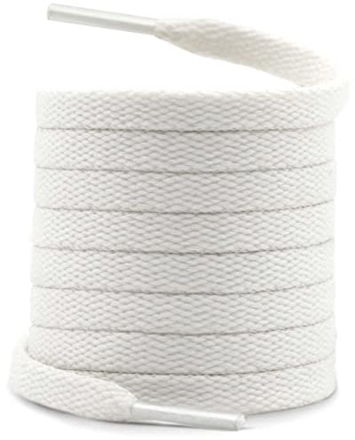 WEGOODZF Cordones planos para zapatos: 2 pares de cordones de repuesto de 8 mm de ancho, 01 Blanco, 47.2'' (120cm)
