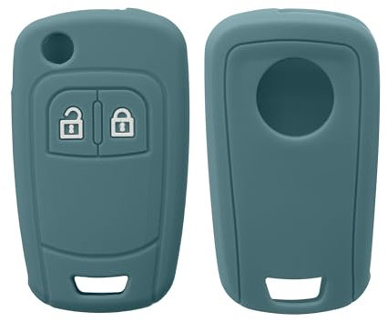 kwmobile Key Cover Compatible with Vauxhall (Opel) Chevrolet 2 Button Car Flip Key - Soft Silicone Car Key Fob Holder Protector Case - Arctic Night