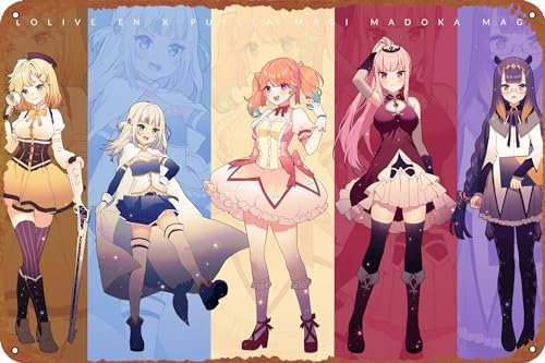 KIVYYB Virtual Youtuber Hololive Gawr Gura Ninomae Ina'nis Watson Amelia Mori Calliope Takanashi Kiara Poster Blechlogo Metallstil Café Home Bar Garage Gartentür Wandkunst Dekor 20,3 x 30,5 cm